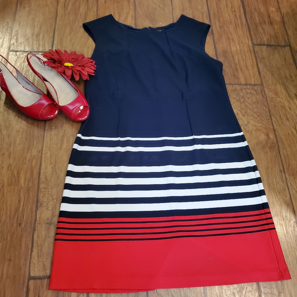 Red, White & Blue Sleevekess Dress Sz 18